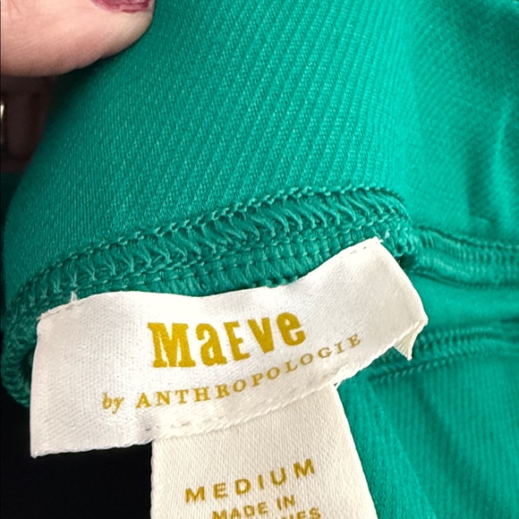 Anthropologie Maeve Pull On Knit Split Hem Flare pants Green Medium - Picture 10 of 10